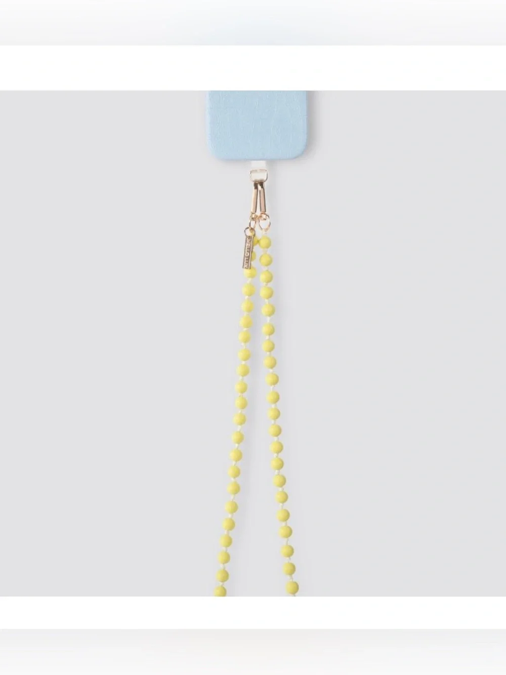 NIB Yellow Beaded Crossbody phone Strap with Gold Hardware